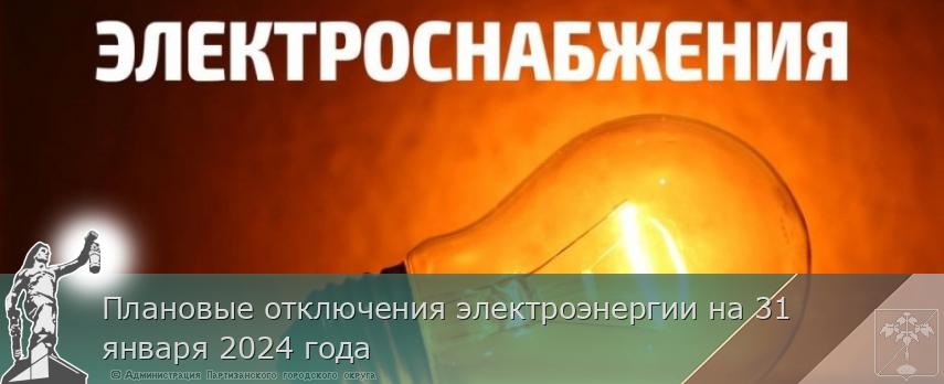 Плановые отключения электроэнергии на 31 января 2024 года